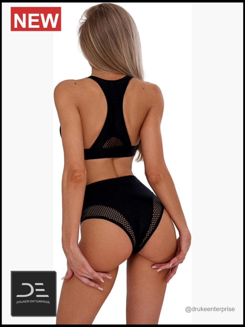 Halter Triangle Bikini - Two Piece Thong Bottom - UPF 50+ - High Stretch Nylon